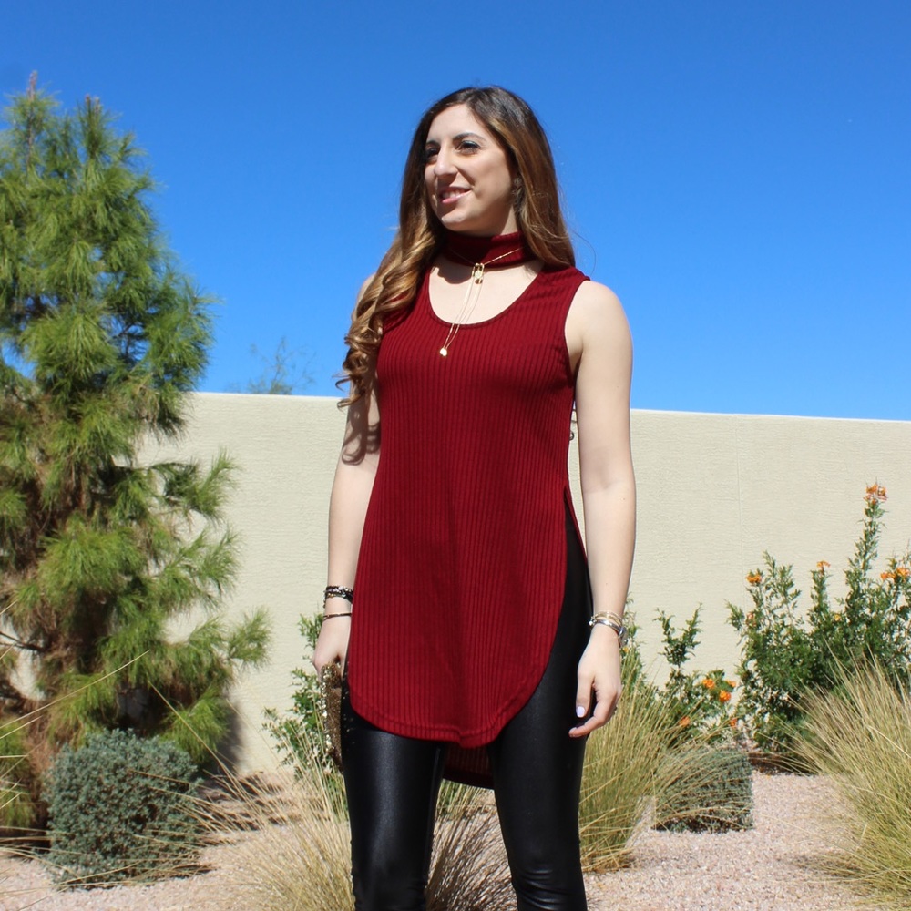 Red Choker Tunic Tank